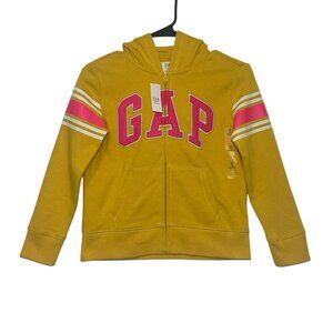 GAP Kids Girls Hoodie Warm Fleece Full Zip Sweatshirt Size M (8) Yellow Pink